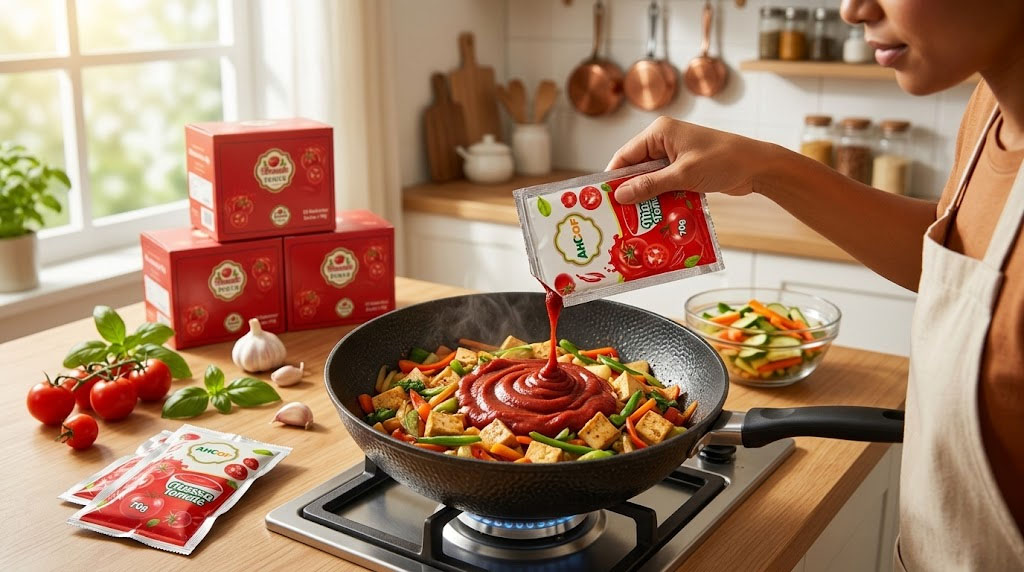 tomato concentrate sachet for cooking and catering